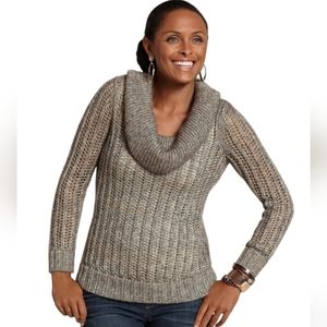 Chico's Women’s Metallic Wool Blend Cowl Neck Loose‎ Knit Sweater Size 4/ XL